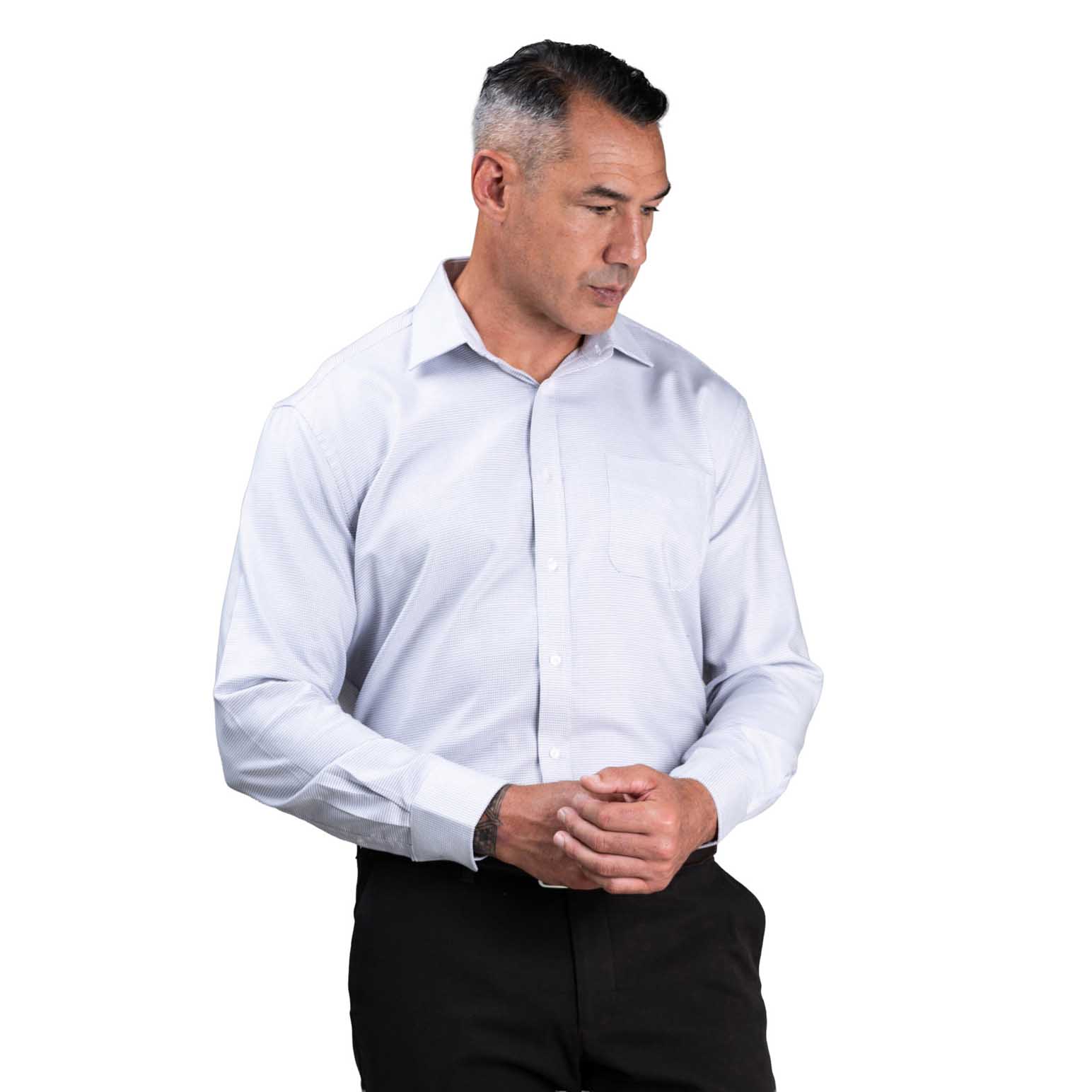 Rembrandt Sinatra White Blue & Brown Microdesign Shirt